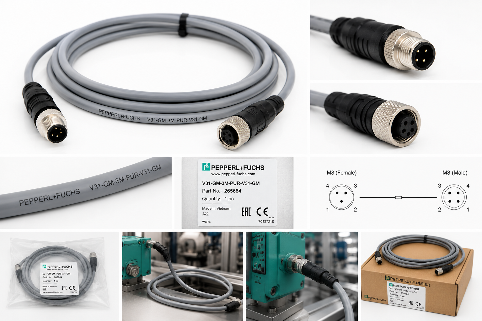 Kabel do czujników i automatyki V31-GM-3M-PUR-V31-GM