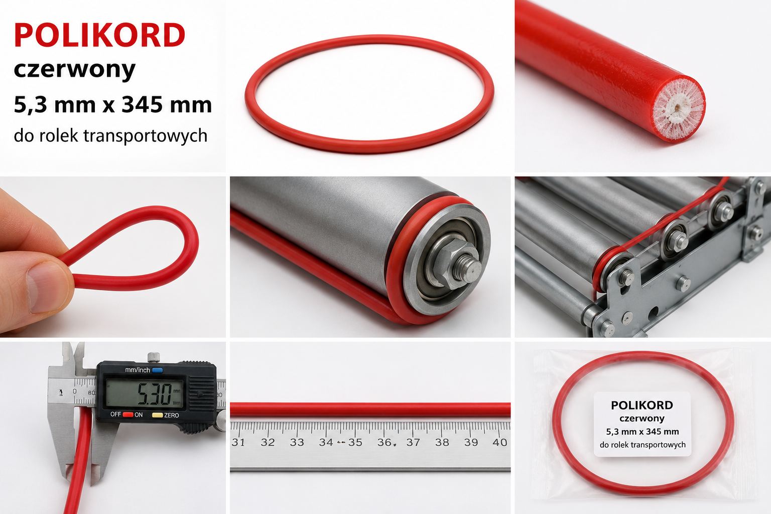 Polikord Czerwony Do Rolek 5,3MM X 345MM